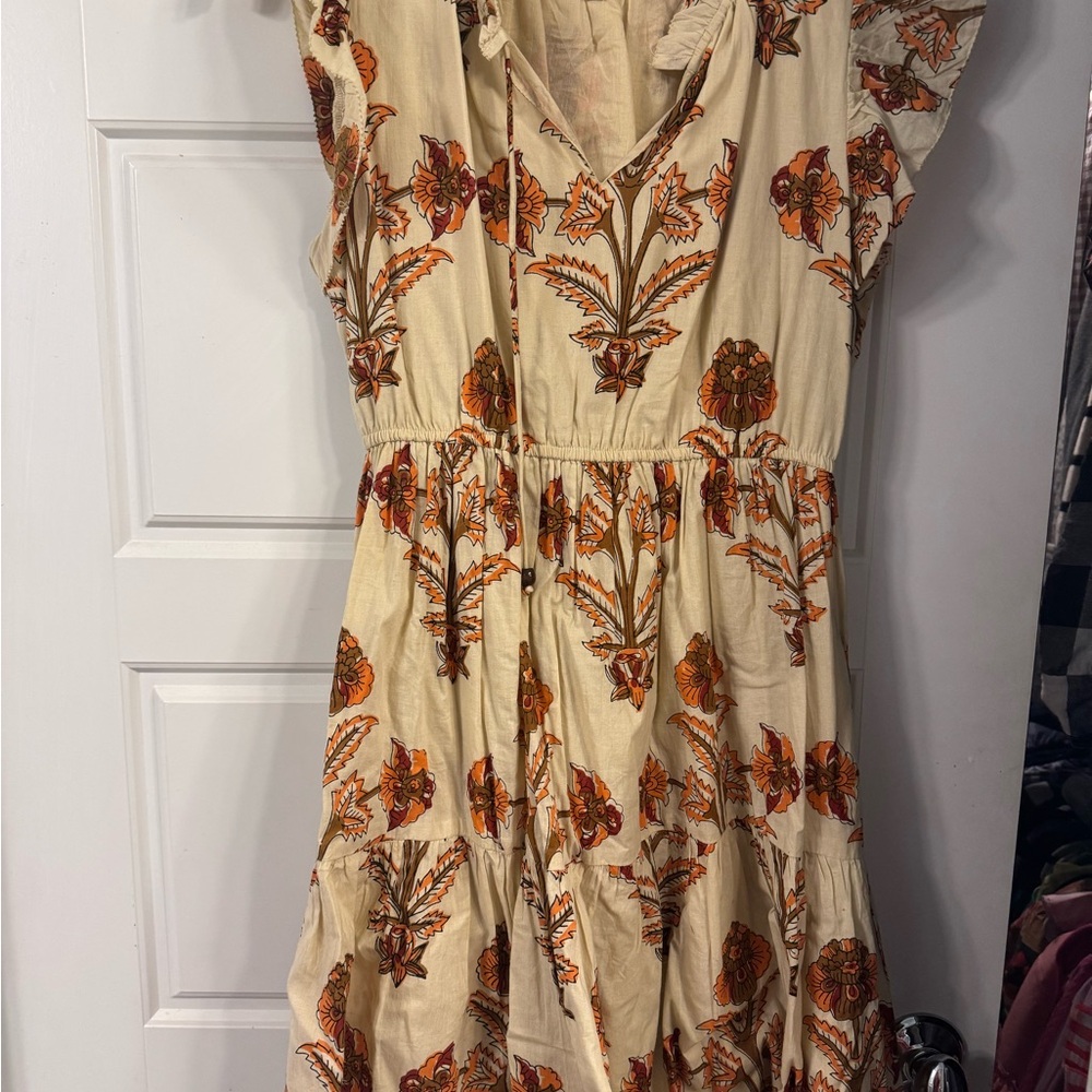THML Floral Cream and Orange Dress